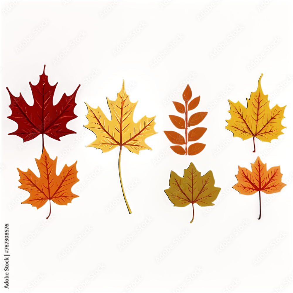 Autumn leaves set. Generative AI Autumn leaves set. Generative AI