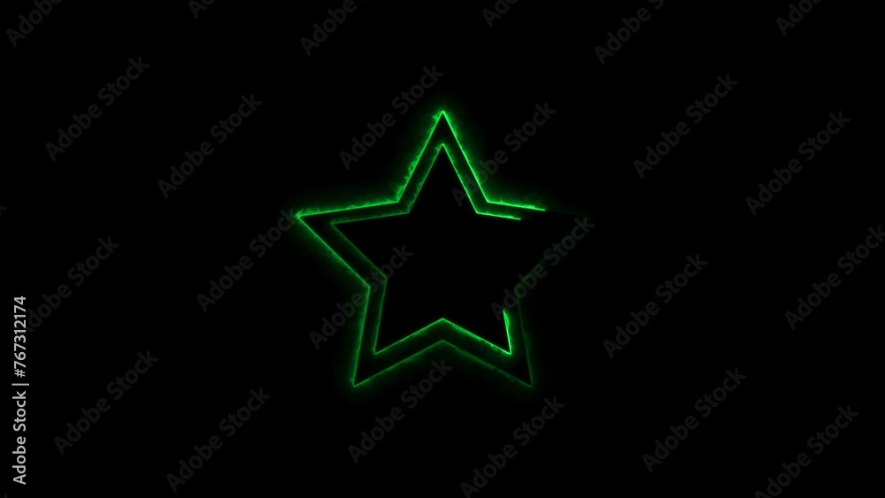 Obraz premium star neon bright frame royal turquoise color illustration. black background 4k illustration.