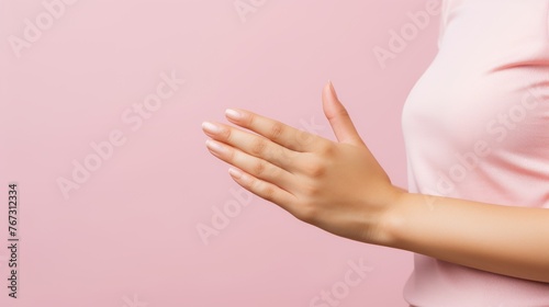 Woman Contemplating the Spirit of Nature  Hand Gesture Stock Image
