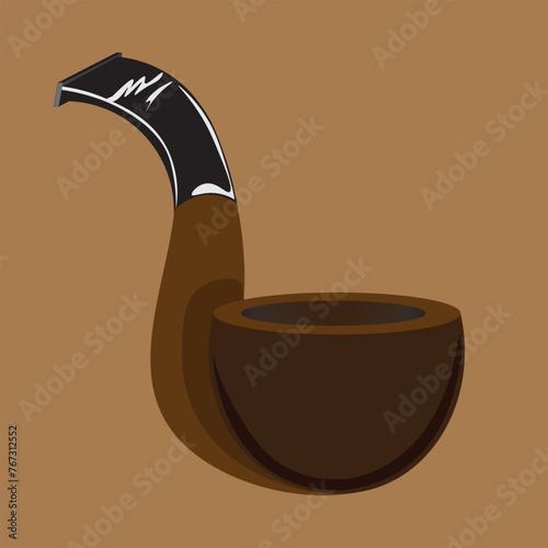 Vector illustration of a classic tobacco pipe. Illustration of a tobacco pipe in a classic design. Smoking, smoker, tobacco, nicotine, dangerous bad habit harmful to health.