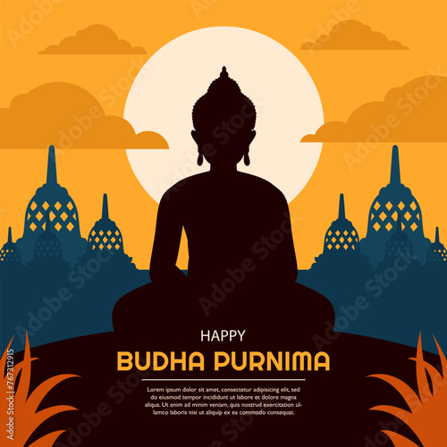 happy budha purnima illustration