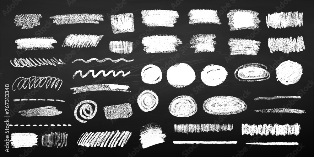 Vector set of chalk drawn grunge design elements abstract doodles - obrazy, fototapety, plakaty 