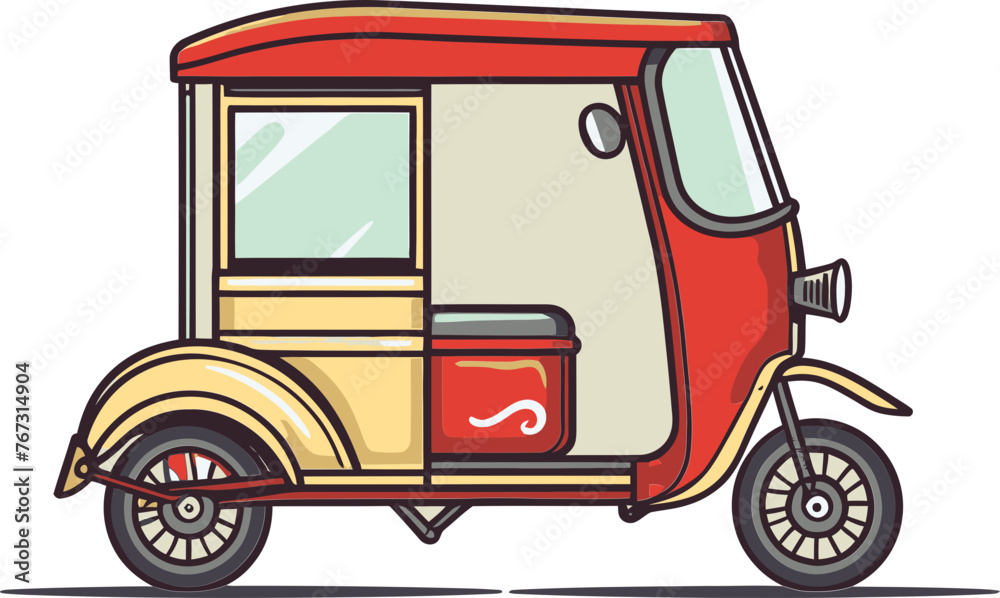 Traditional Rikshaw Vector Illustration Urban Transport Representation