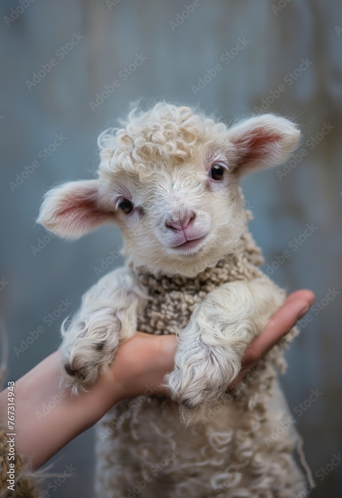 A little lamb with curly hair A little lamb with curly hair