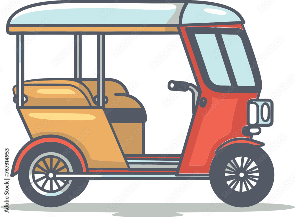 Vector Graphic of Rikshaw Driver Maneuvering Through Busy Street Market