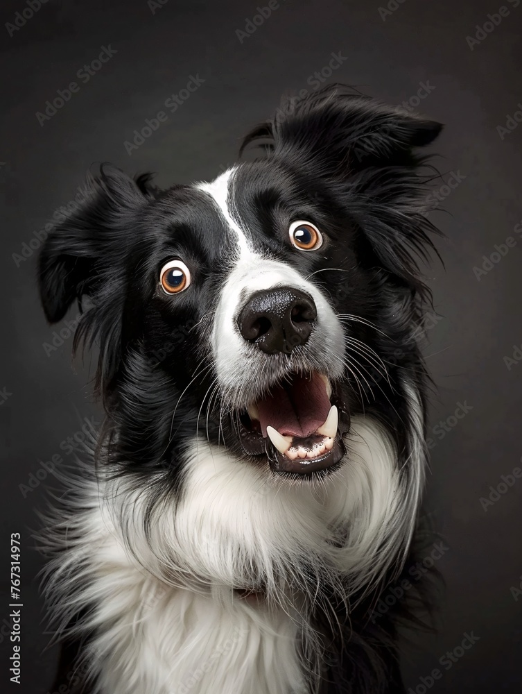 Border Collie looking with funny cute guilty meme face experession