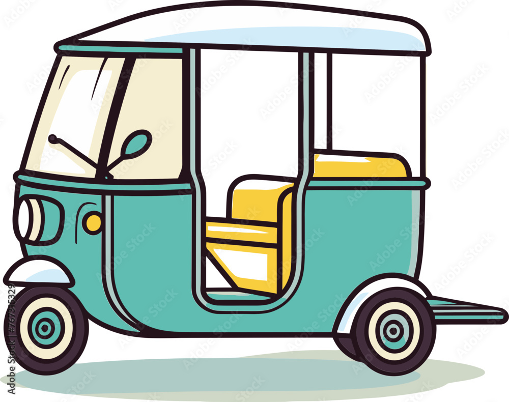 Vectorized Rickshaw Scene Asian Cityscape Journey