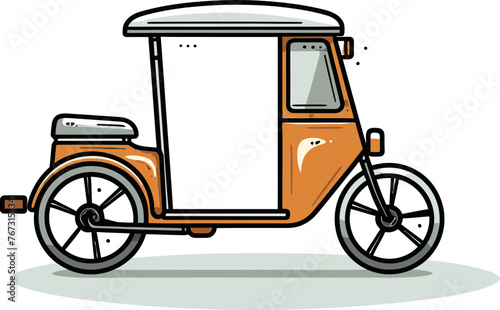 Authentic Rickshaw Vector Art Traditional Transport Icon