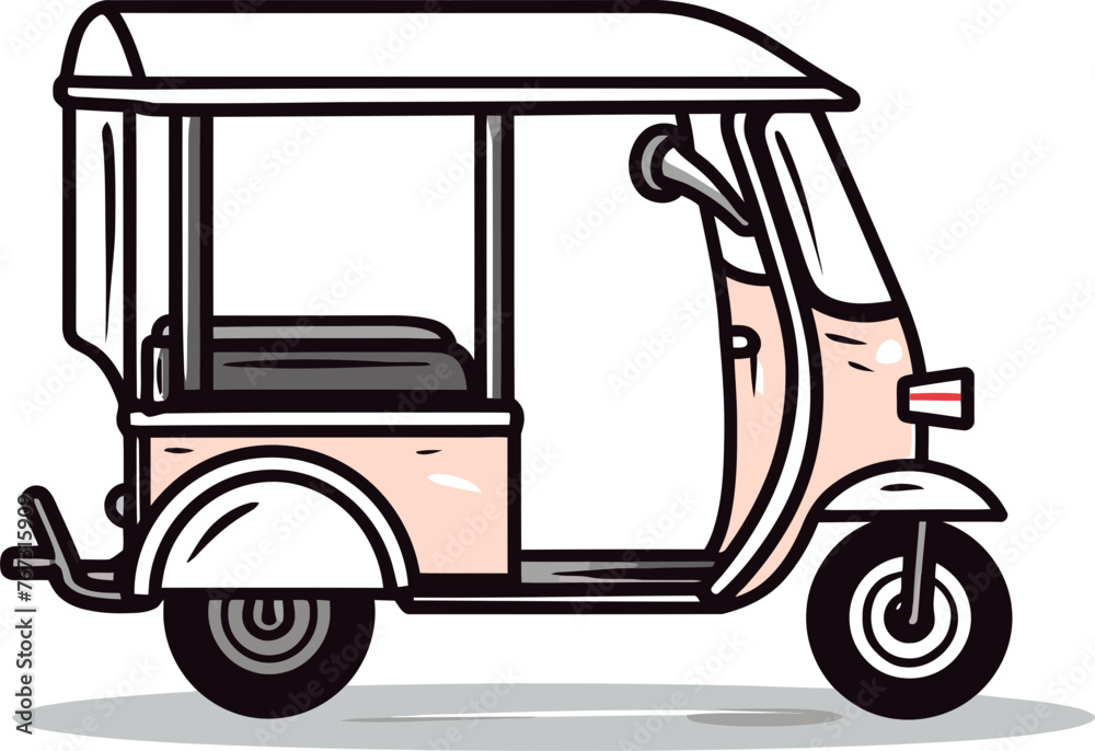 Detailed Rickshaw Illustration Cityscape Commute