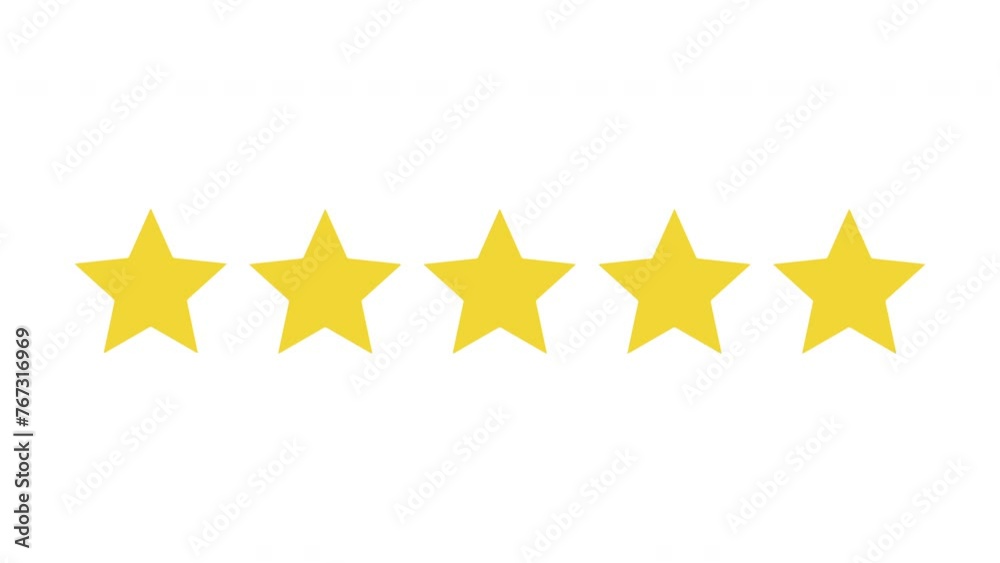 Loop animation of five-star rate customer feedback rate symbol with alpha channel. Motion graphics for 5 score rating review or best ranking service quality satisfaction Loop animation of five-star rate customer feedback rate symbol with alpha channel. Motion graphics for 5 score rating review or best ranking service quality satisfaction