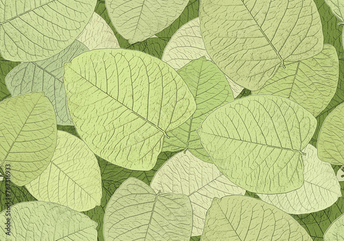seamless pattern background of graphically stylized greenleaves