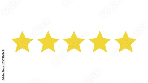 Loop animation of five-star rate customer feedback rate symbol with alpha channel. Motion graphics for 5 score rating review or best ranking service quality satisfaction photo