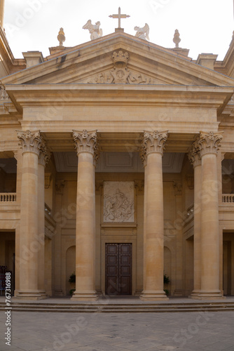 Pamplona cathedral facade view, Spain