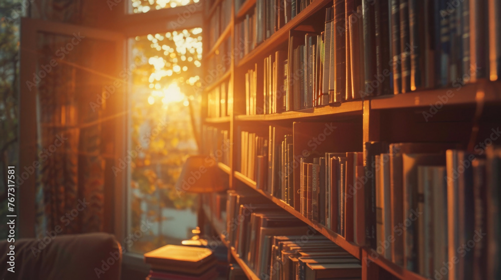 Obraz premium a cozy home library filled with books