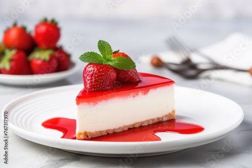 cheesecake with strawberries photo