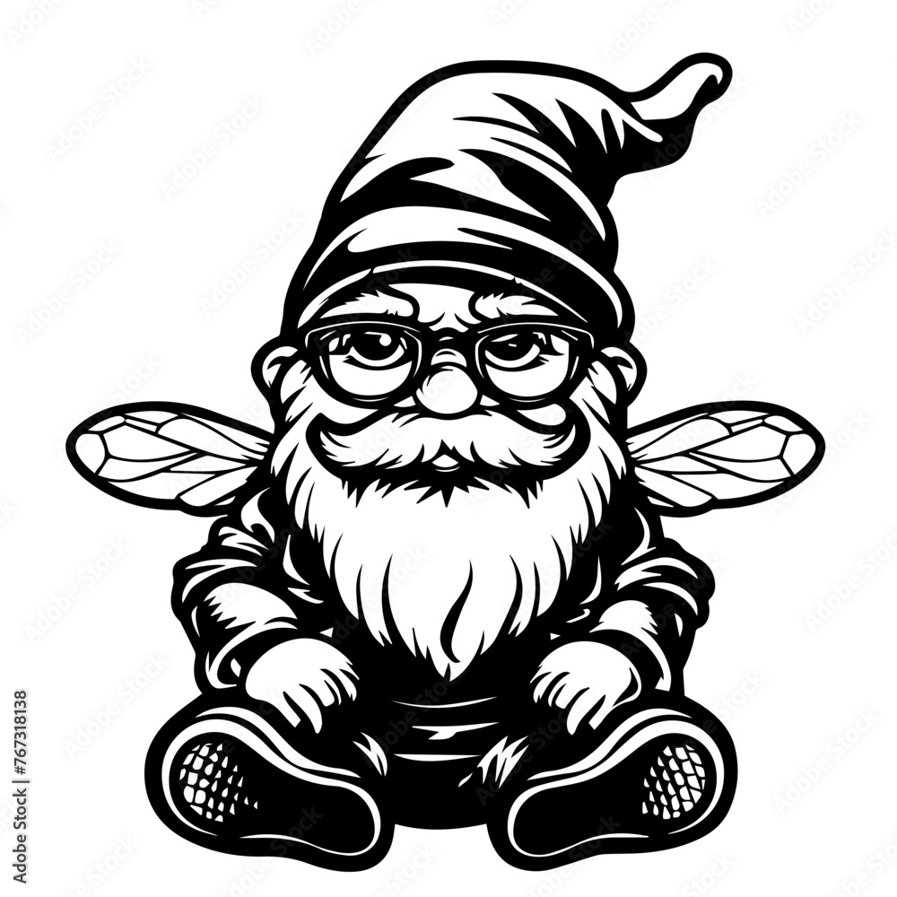 Bee Gnome Vector Illustration Bee Gnome Vector Illustration