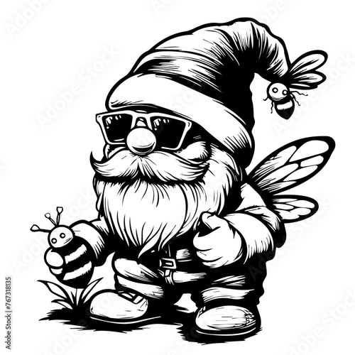 Bee Gnome Vector Illustration
