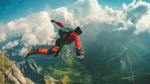 Man Parachuting Through the Air