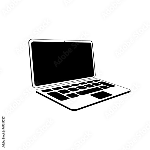 Laptop in simple flat style.