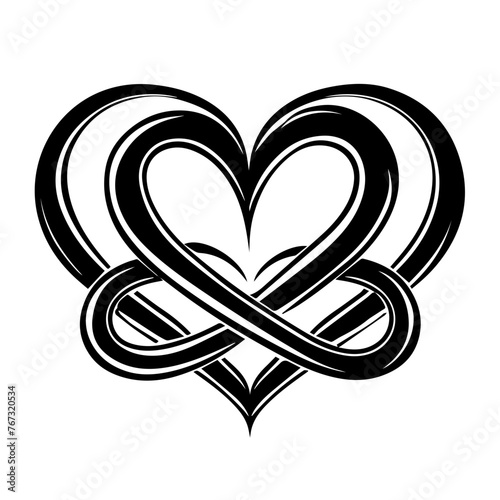 Abstract Black and White Infinity Heart Symbol Design