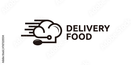 creative food delivery logo design, chef hat and speed, logo design templates, symbols, icons, creative ideas.
