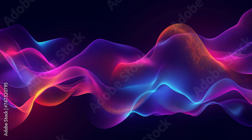  an arrangement of vibrant colors flowing through a dark night sky, in the style of futuristic chromatic waves, smokey background