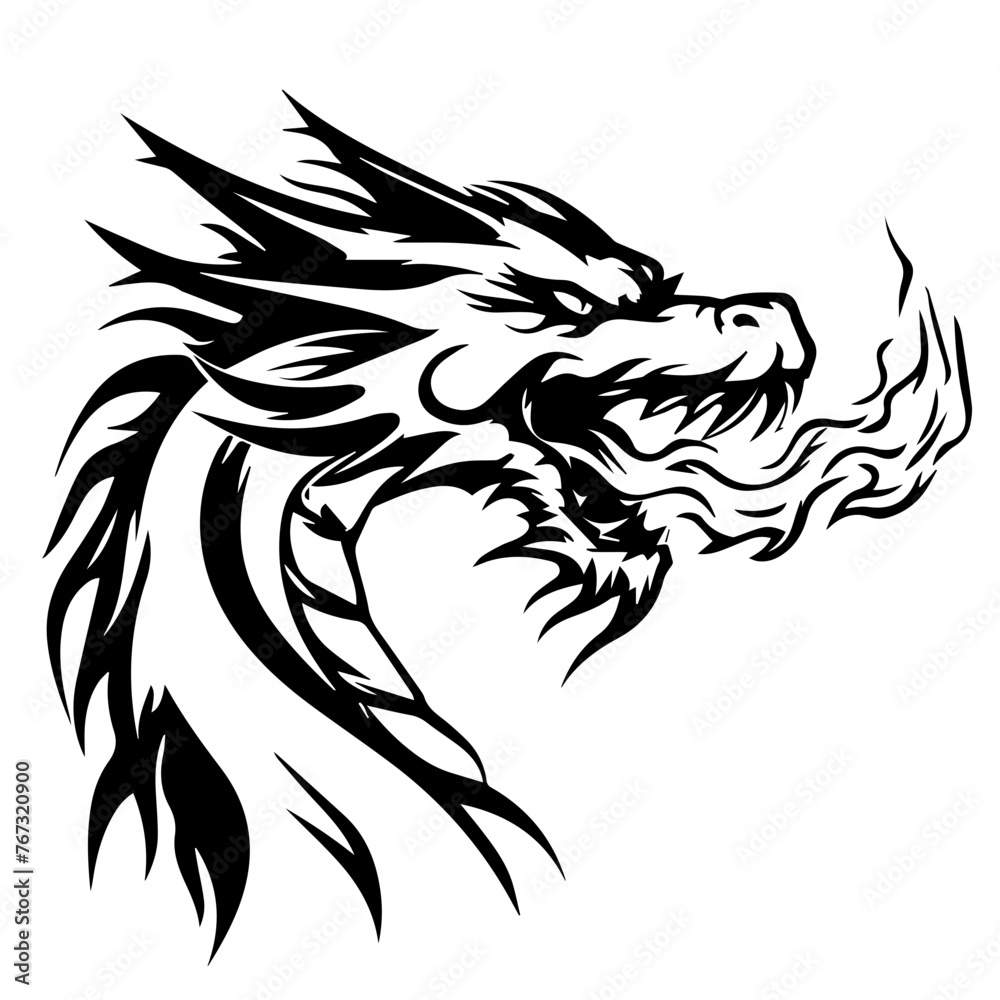 Intricate Fire Breathing Dragon Vector

