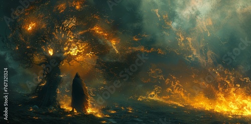Moses by the burning bush at mount Horeb © FrankBoston