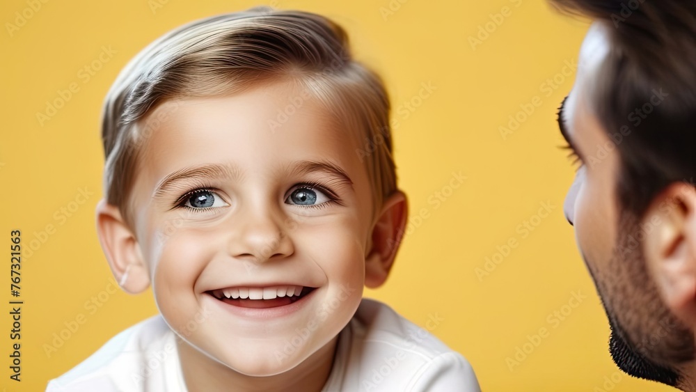 Smiling child, parents taking care of children Smiling child, parents taking care of children