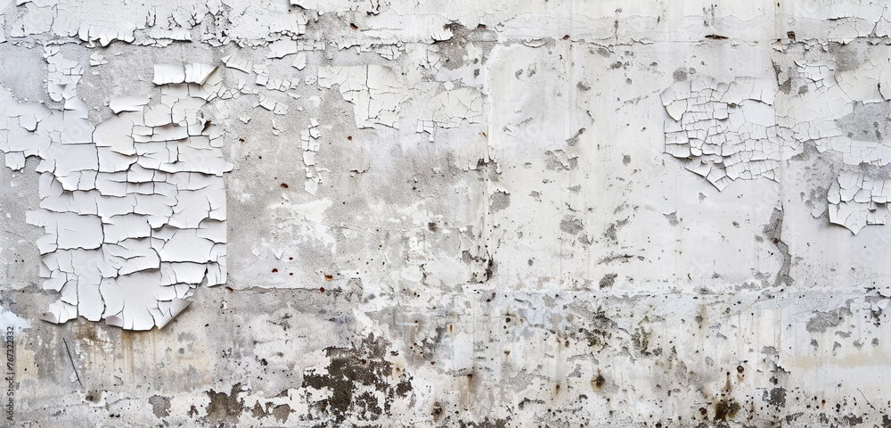 Textured concrete wall with peeling paint, a blank canvas for words.