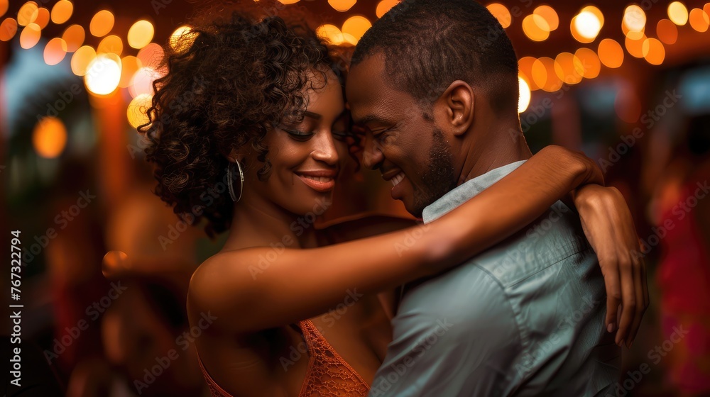 Kizomba dance afro american couple in love Kizomba dance afro american couple in love