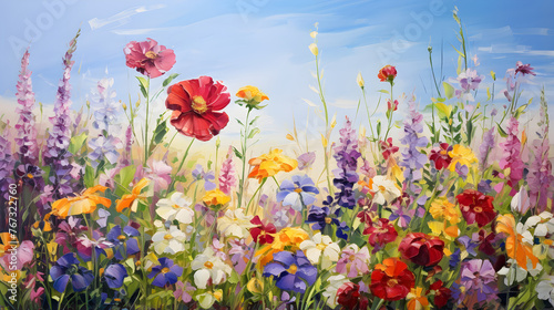 Vibrant Canvas of Radiant Petals: A Stunner Display of Bright, Colorful Flowers in Full Bloom © Nellie