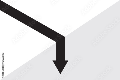 paper boat on the arrowhead path is about to fall off down. stock market graph  concept Financial Arrow going down
