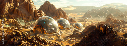 Exploring the Red Planet: Stunning Realistic UHD Biodome on Mars Surface photo