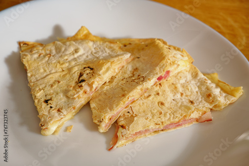 Quesadilla with cheese and ham