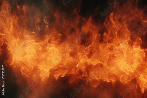 fire textures background, Grunge wall with blazing fire,Generative AI.