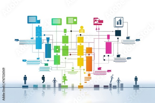 Illustration depicting a project management schedule plan diagram, emphasizing the concept of business process optimization. Suitable for visualizing strategies in presentations. 