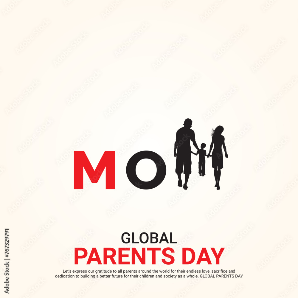 Parents Day Creative ads Global parents day design jun 1, poster vector 3d illustration