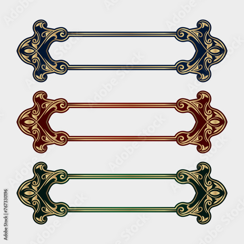 vintage border ornament, 3 color variants