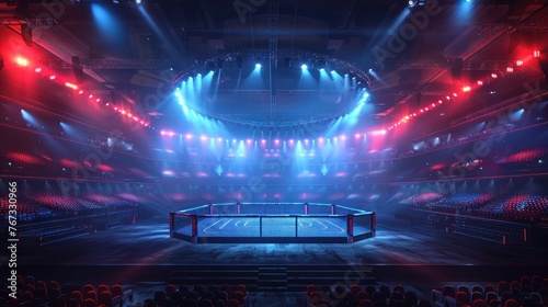 3D render MMA arena photo