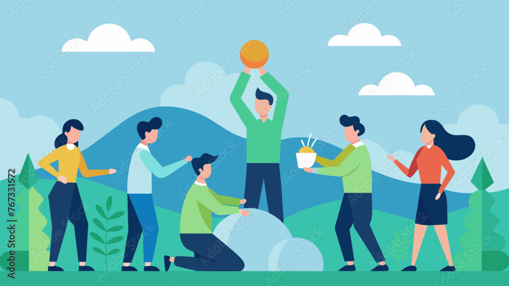 In the serene countryside a team of motivated entrepreneurs participate in a teambuilding exercise with the objective of strengthening their In the serene countryside a team of motivated entrepreneurs participate in a teambuilding exercise with the objective of strengthening their