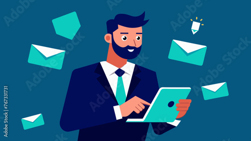 A busy CEO scrolling through emails on a tablet safe in the knowledge that their companys critical information is safeguarded by advanced