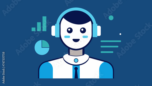 A closeup image of a virtual AI assistant avatar showcasing its advanced conversational abilities and its ability to provide realtime data for