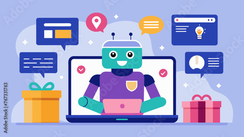 An ecommerce store featuring a friendly chatbot that greets customers and provides instant support with product recommendations order tracking photo