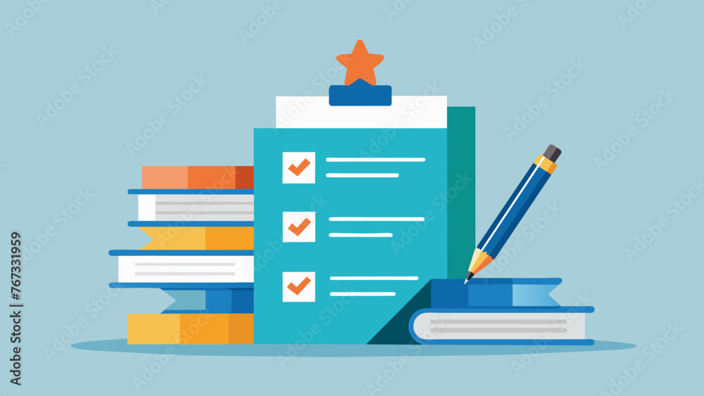 A stack of performance evaluation forms and pens symbolizing the formal documentation that takes place during a performance review where A stack of performance evaluation forms and pens symbolizing the formal documentation that takes place during a performance review where
