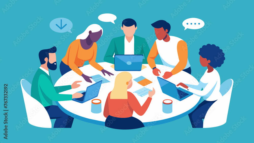 A group of team members gathered around a table intently discussing and strategizing risk management solutions for their supply chain. The A group of team members gathered around a table intently discussing and strategizing risk management solutions for their supply chain. The