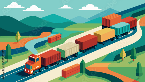 A train chugging along train tracks with various shipping containers in tow illustrating the interconnectedness of different modes of