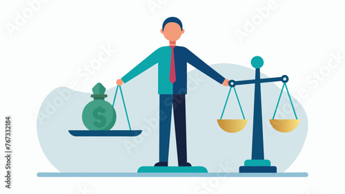 A blurred figure wielded a gavel and stood beside a stack of cash on one side of a balance scale emphasizing the crucial role of both financial