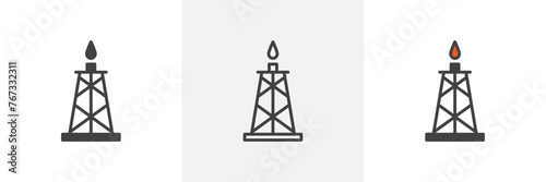 Natural Gas Extraction and Rig Icons. Symbols for Shale Gas Drilling and Energy Production. photo