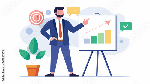 A businessman standing in front of a whiteboard drawing a visual representation of a SWOT analysis to better understand their competitors